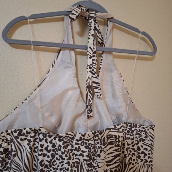 Ashley Stewart Womens Halter Neck Animal Dress Size 18W‎ Safari Summer Beachy - Picture 5 of 9